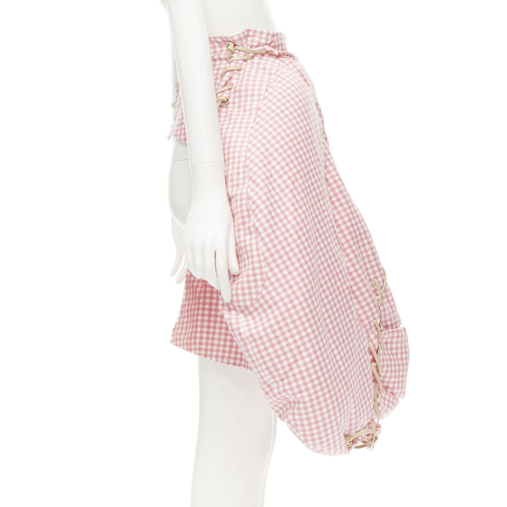 rare COMME DES GARCONS Vintage 2004 Runway pink checked  Punk balloon skirt
