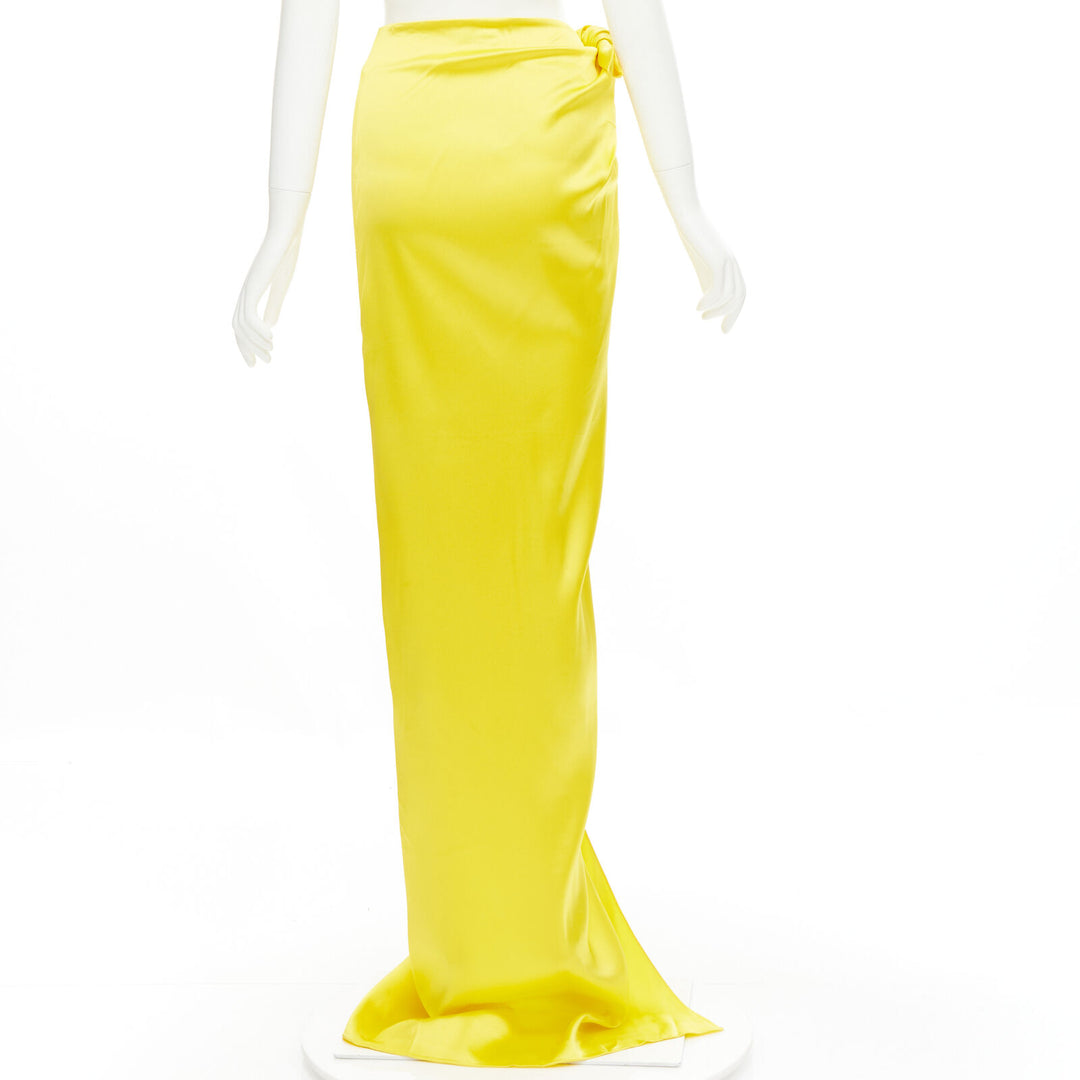 BALENCIAGA Demna 2019 Runway yellow acetate wrap tie maxi skirt FR34 XS