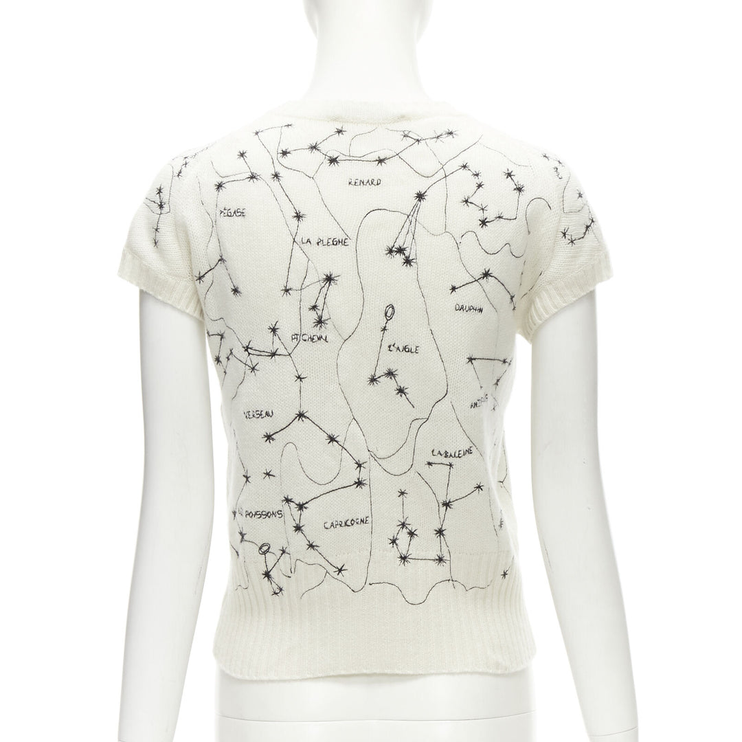 CHRISTIAN DIOR Astro Dior 100% cashmere beige Zodiac embroidery vest FR36 S