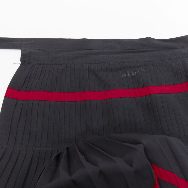 COMME DES GARCONS 1980s black geometric pattern pleated wrapped flared skirt S