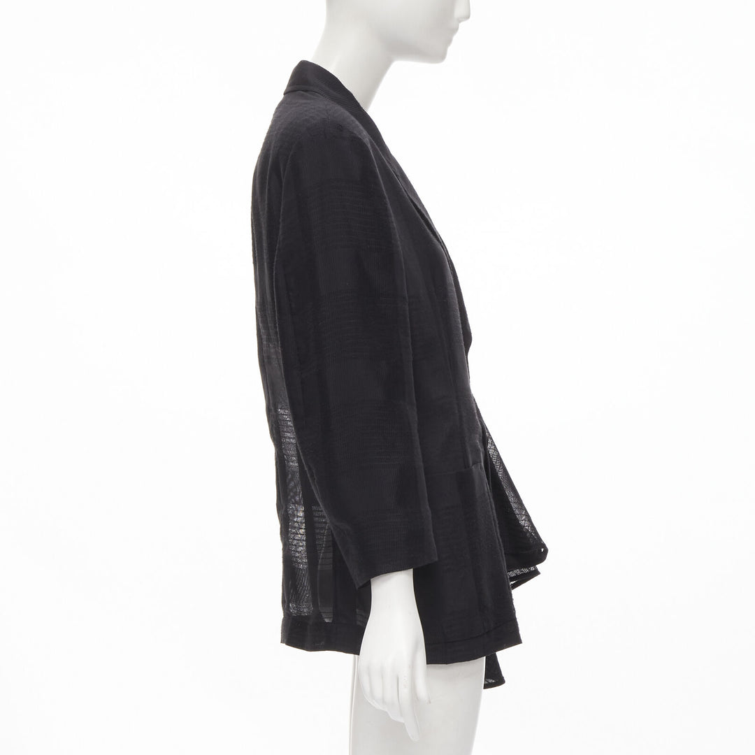 vintage COMME DES GARCONS 1980's ruffle draped checked sheer blazer jacket M