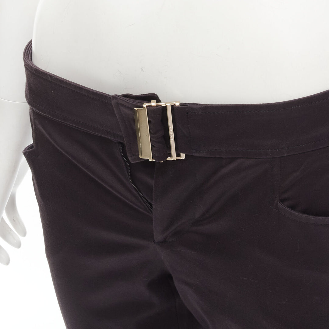 GUCCI Tom Ford Vintage black gold buckle minimalist trousers IT38 XS