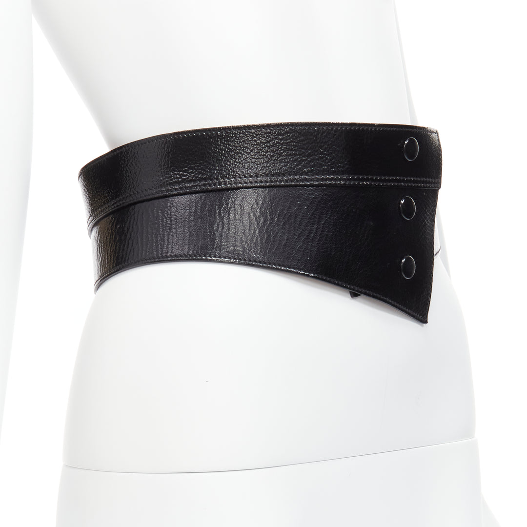 DOLCE GABBANA black patent leather panelled corset obi waist belt 75cm