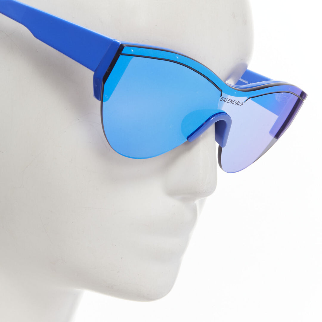 BALENCIAGA DEMNA BB0004SA blue mirrored reflective acetate temple sunglasses