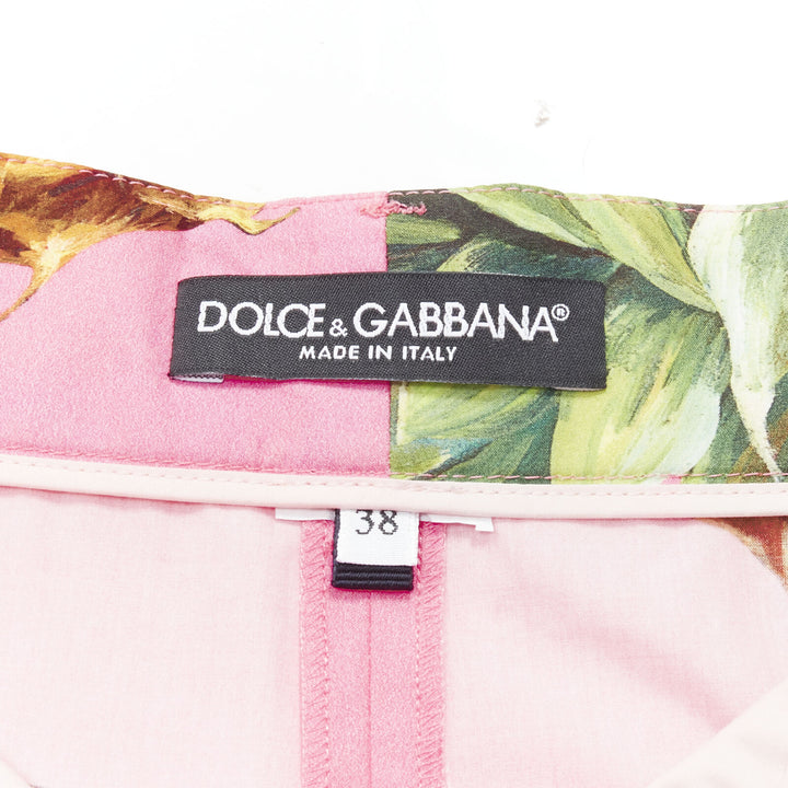 DOLCE GABBANA pink Pineapple print A-line high waisted shorts IT38 XS