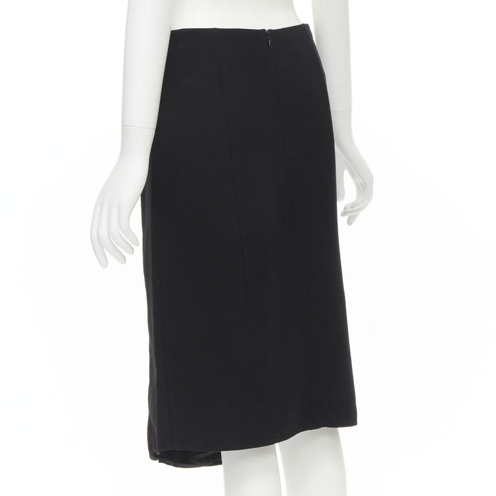 MARNI black wool gold piping flared vent knee skirt IT40 S