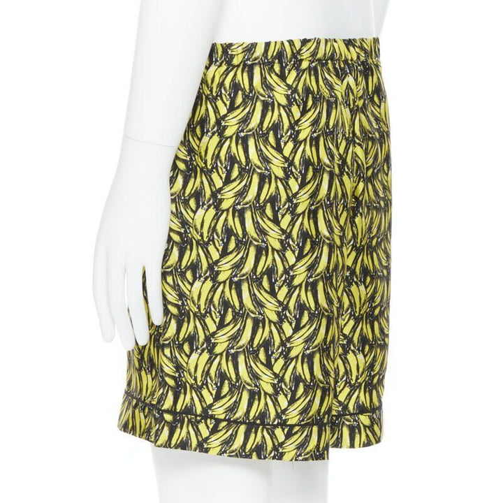 PRADA iconic banana print 100% silk elasticated waist boxer shorts S