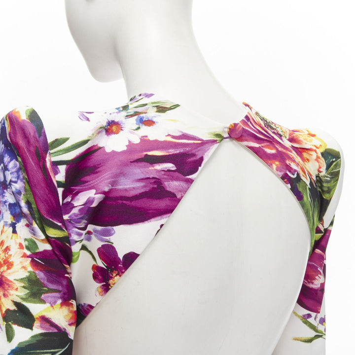 ALEX PERRY Anais white purple floral print open back wrap dress UK6 XS