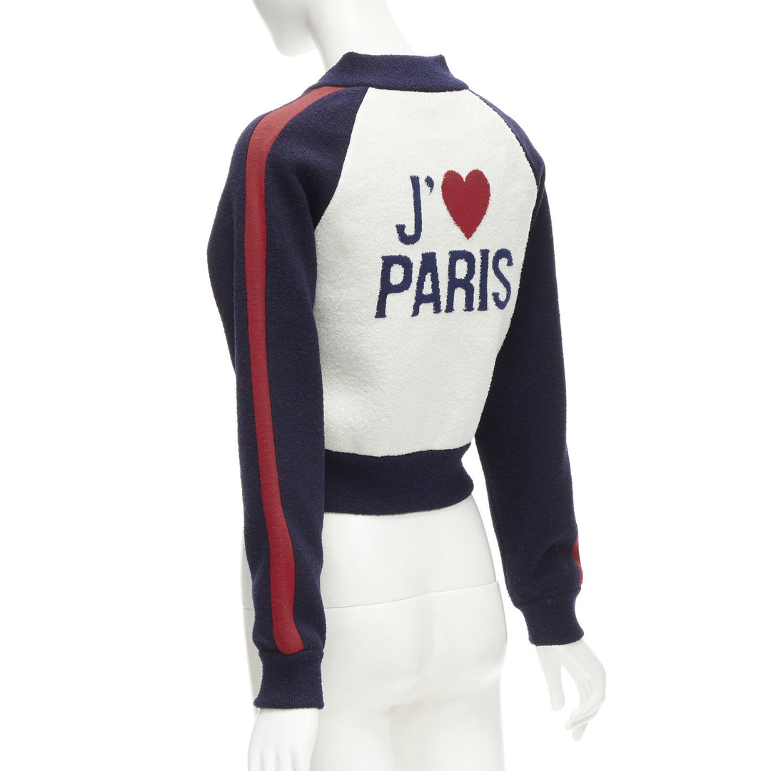 CHRISTIAN DIOR 2021 I Love Paris wool cropped track jacket zip bomber FR34 XS
