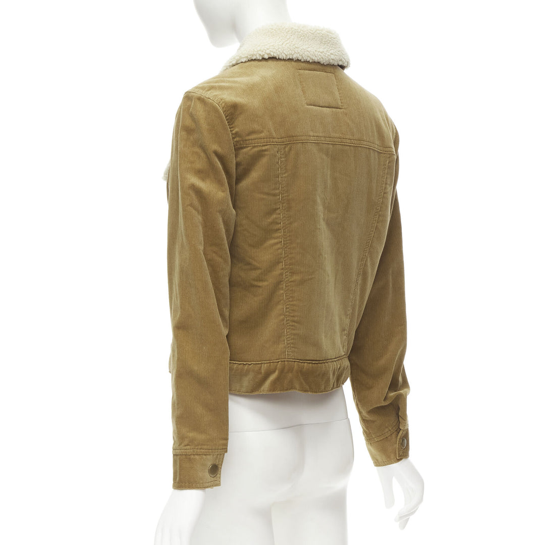 MARC JACOBS brown corduroy faux shearling lined trucker jacket XS