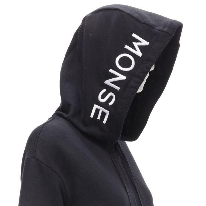 MONSE black deconstructed tulle insert logo embroidered hood sweatshirt XS