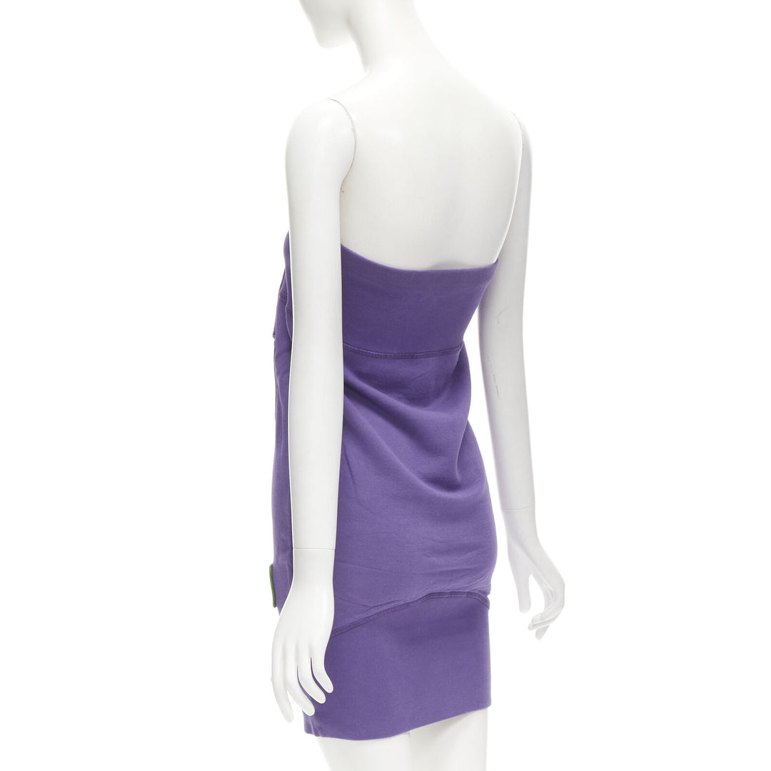 DSQUARED Vintage Y2K purple cotton I Love U MotherFker strapless dress S