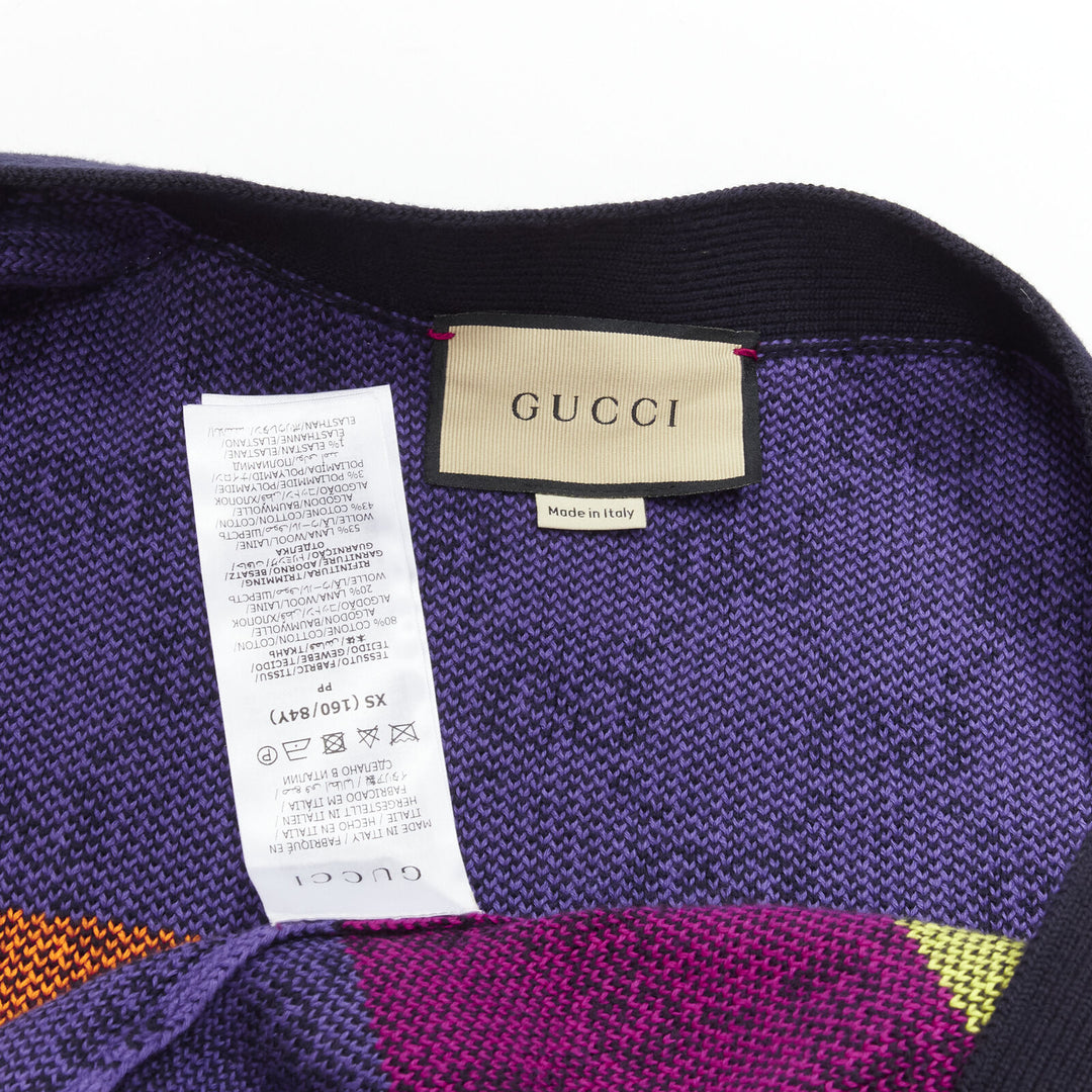 GUCCI wool cotton colorblocked GG monogram gld button oversized cardigan XS