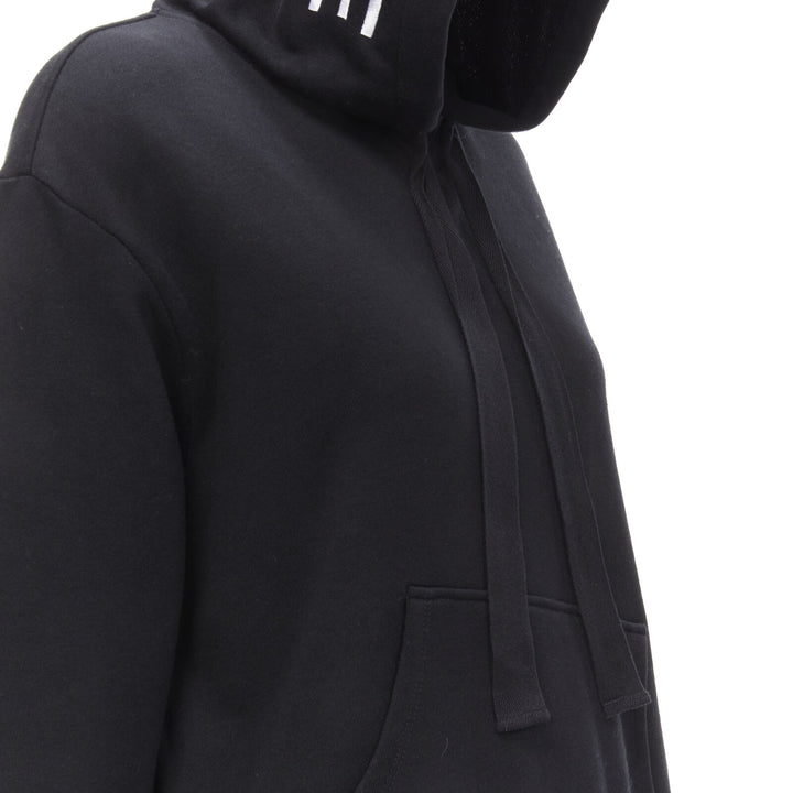 MONSE black deconstructed tulle insert logo embroidered hood sweatshirt XS