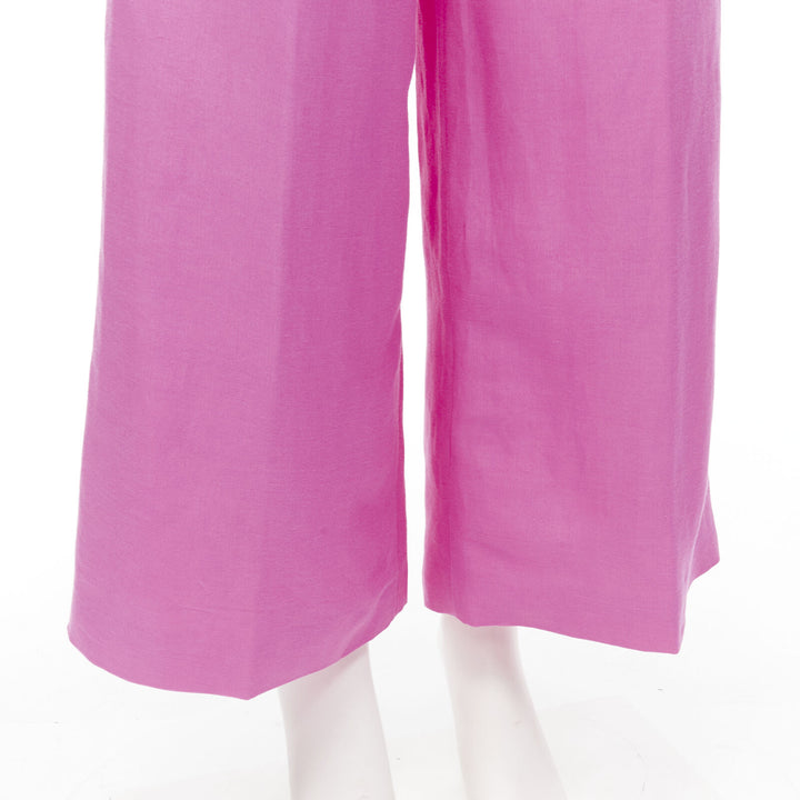 AJE Vista hot pink linen rayon pleat front wide leg pants AU6 XS