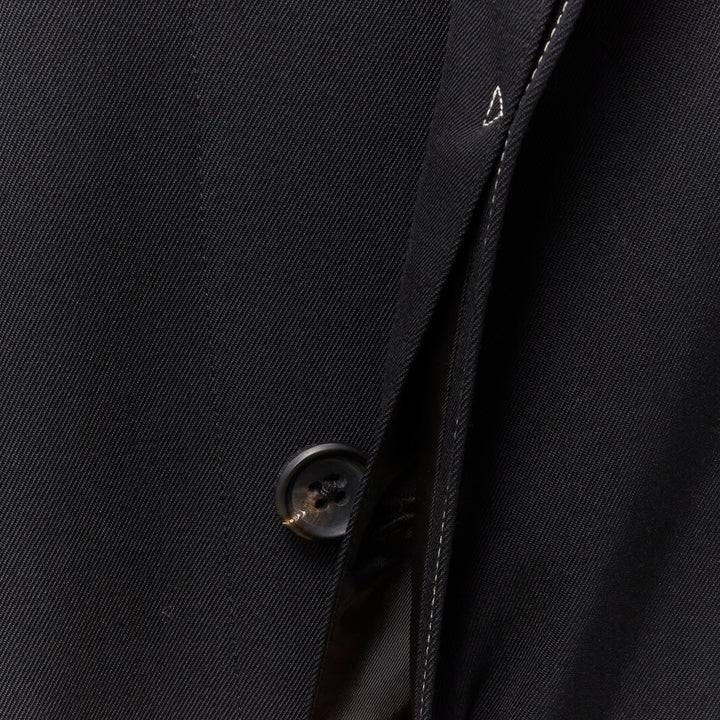 YOHJI YAMAMOTO HOMME Vintage black white topstitched draped belted coat M