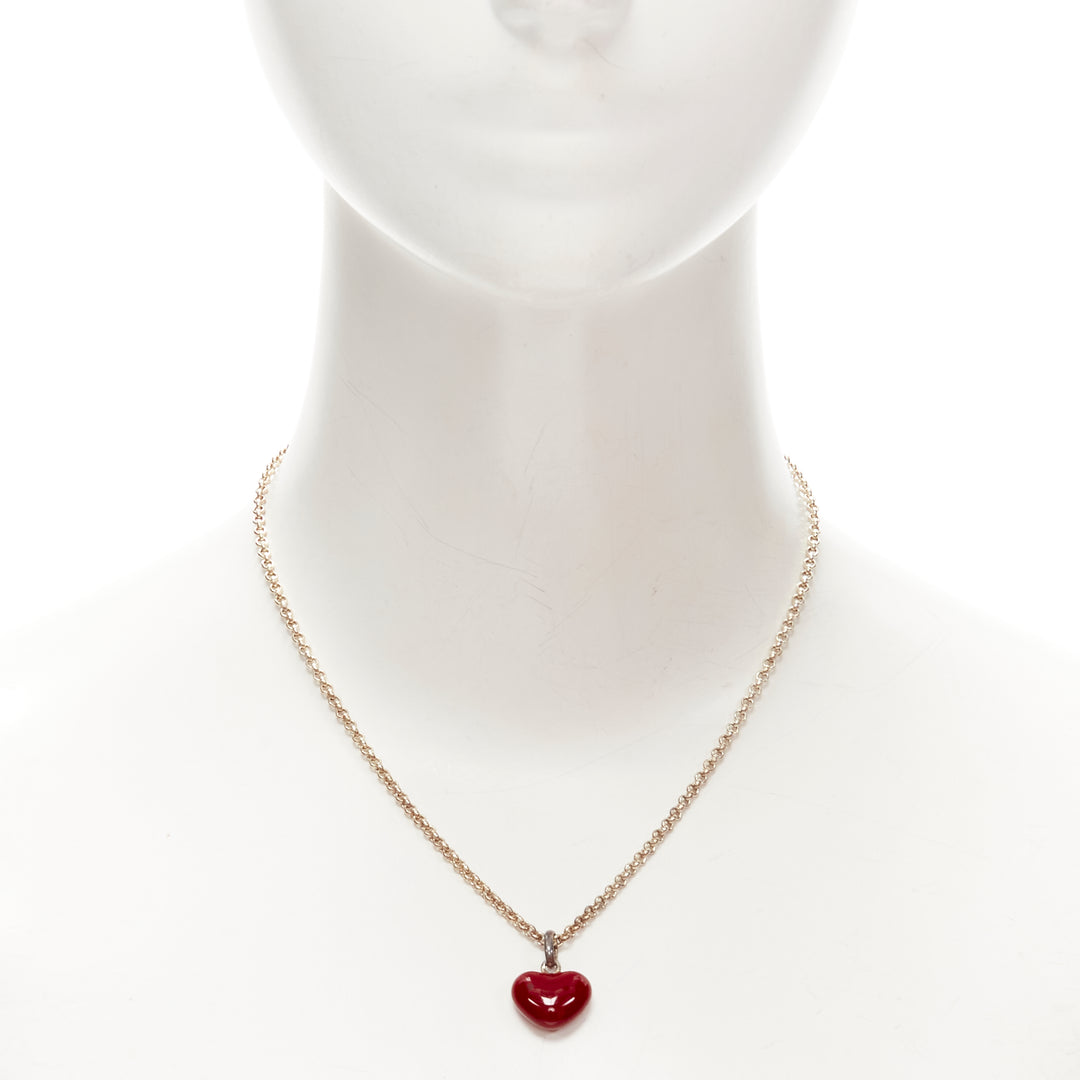 LINKS OF LONDON 925 silver red heart charm pendant chain necklace