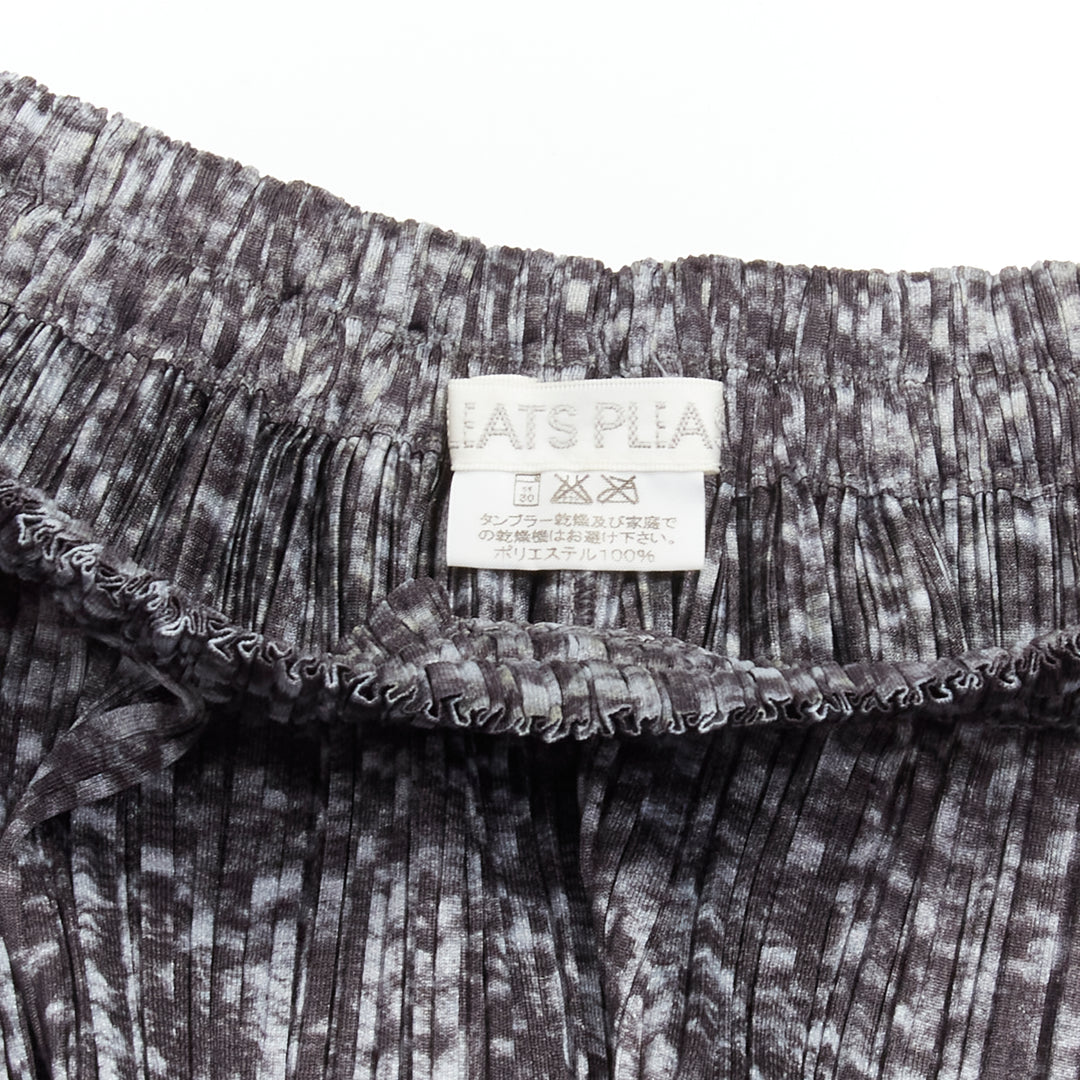 ISSEY MIYAKE PLEATS PLEASE grey black cable knit print pleated midi skirt JP2 M