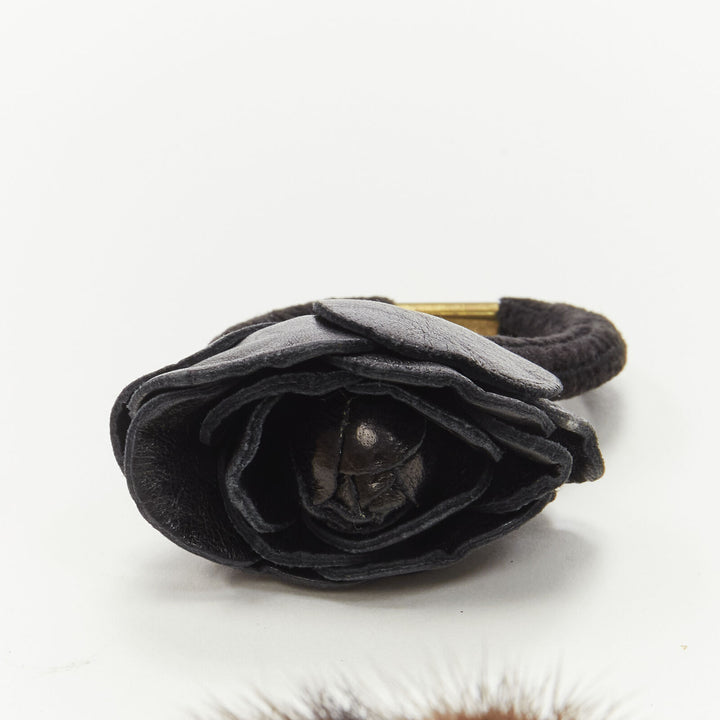 ALEXANDRE DE PARIS Alexander Zouari LOT OF 4 leather rose fur crystal hair tie