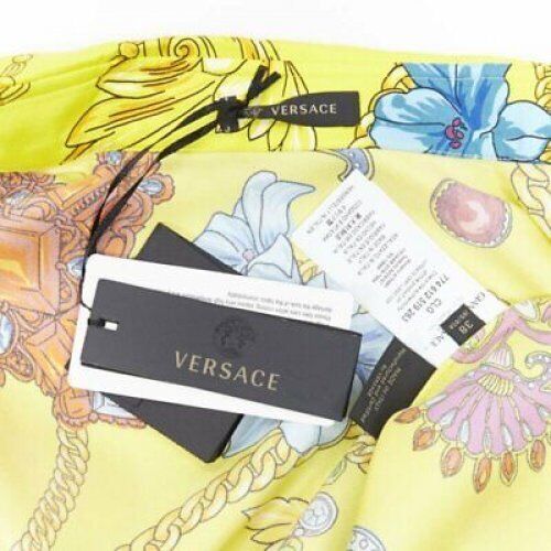 VERSACE 2019 Runway yellow silk vintage jewel Medusa button shirt EU38 XS