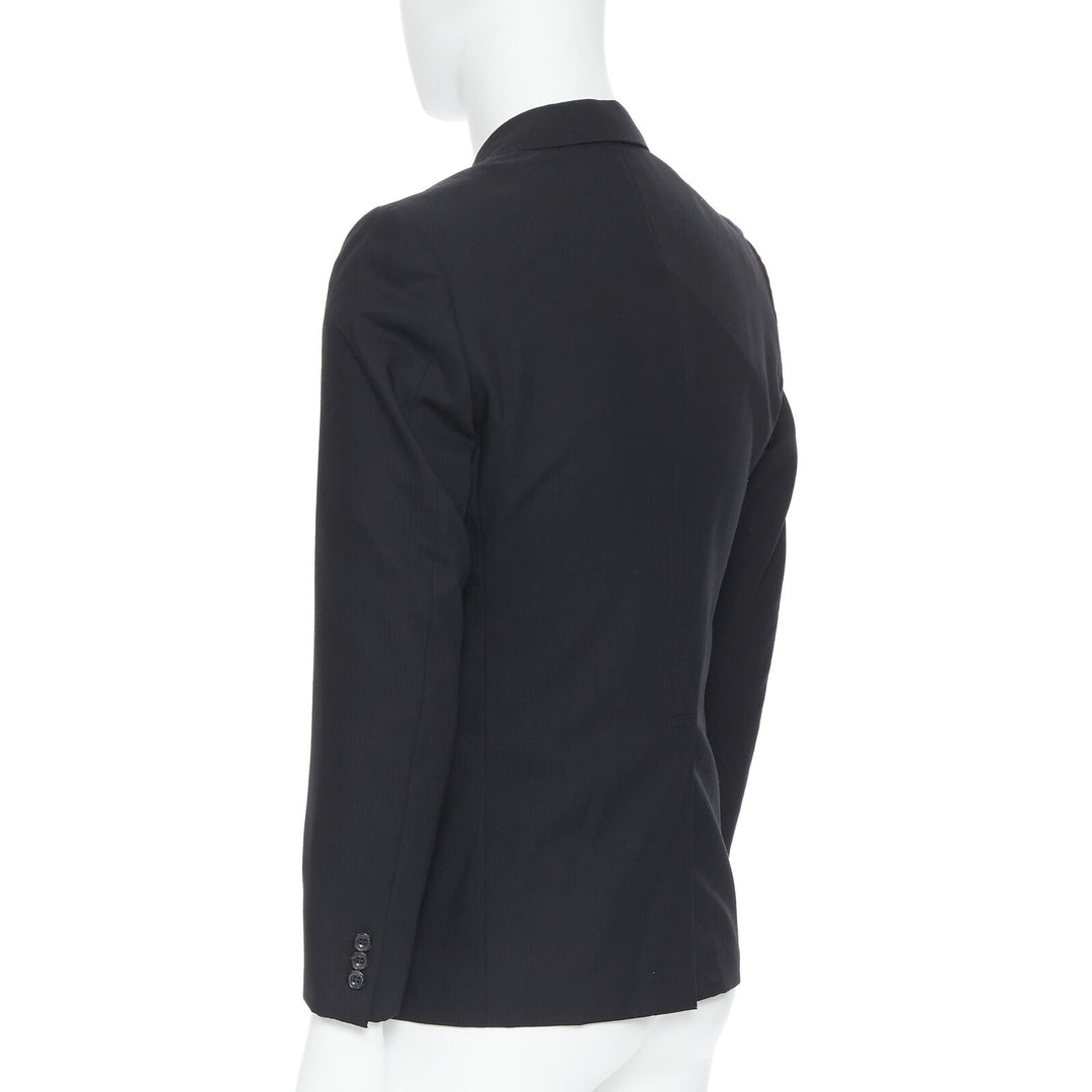 COMME DES GARCONS 2013 black pinstripe wool sportswear construction blazer XS