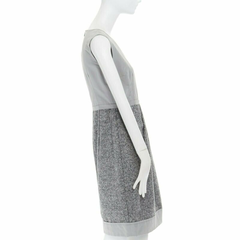 MAX MARA grey polyamide speckle wool skirt sleeveless work dress US8 FR40 M