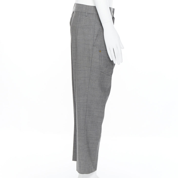 MERCIBEAUCOUP grey wool reversed back to front dropped crotch trousers JP3 L