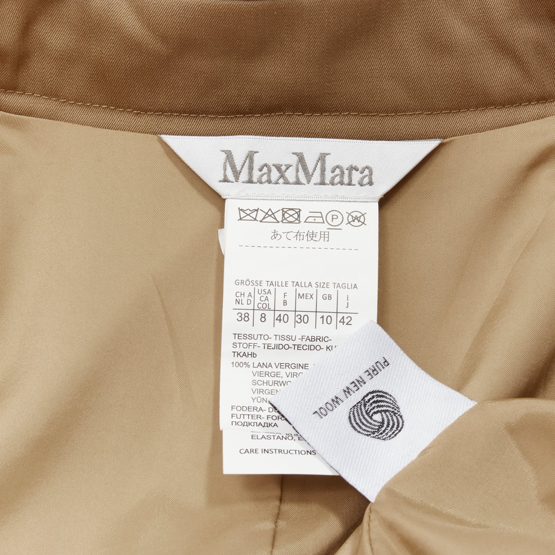 MAX MARA 100% virgin wool tan wrap tie trench coat dress IT42 M