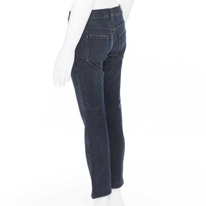PRADA dark grey washed denim button fly tapered fit slim leg pants jeans 28" XS