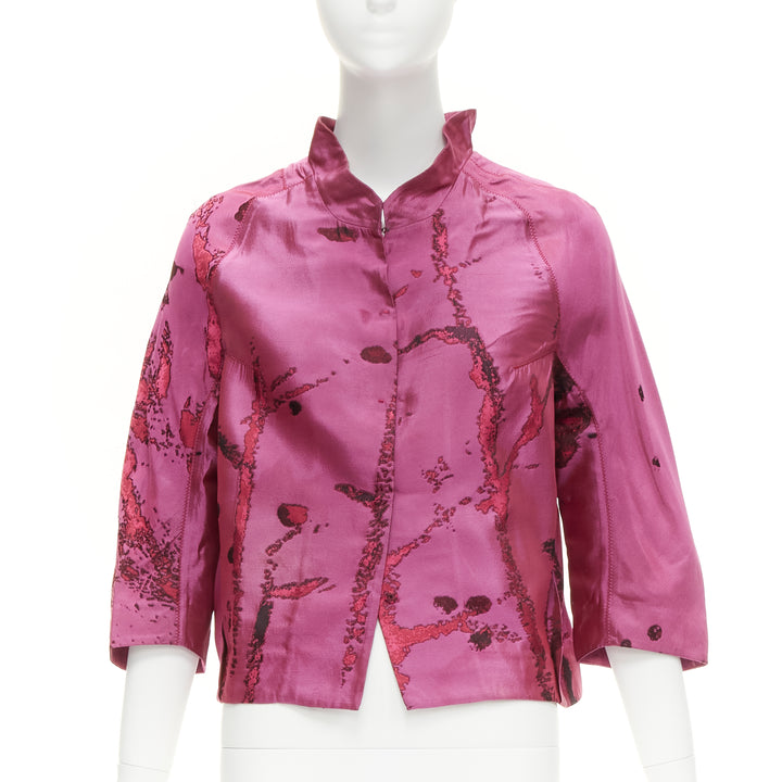 SHIATZY CHEN purple oriental abstract silk brocade cropped jacket IT44 L