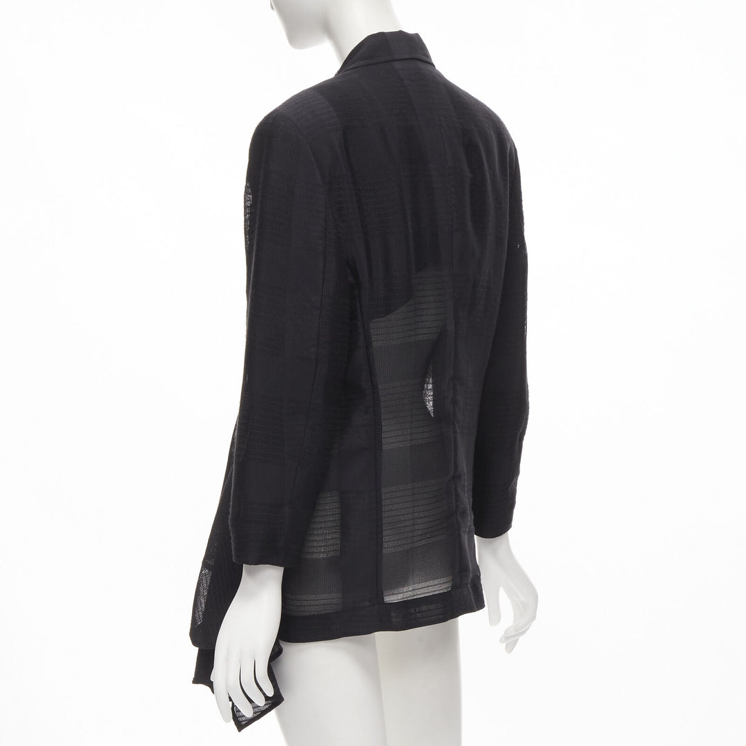 vintage COMME DES GARCONS 1980's ruffle draped checked sheer blazer jacket M