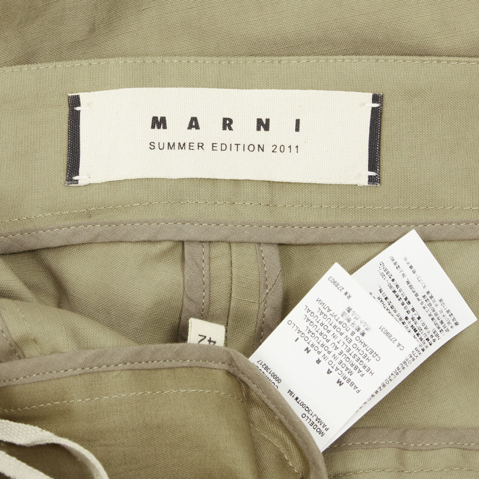 Authentic Marni 2011 Brown Solid Cotton Pants on sale at JHROP 