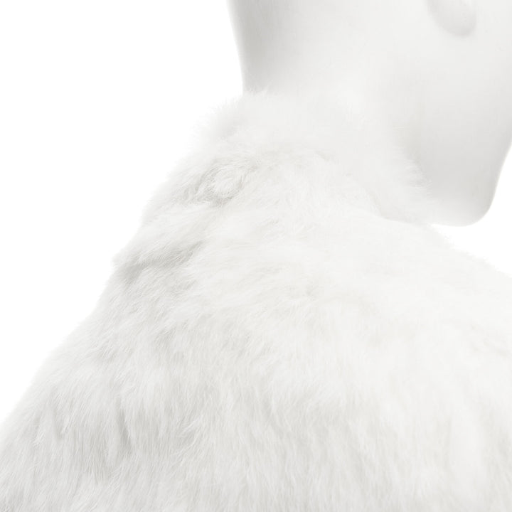MATTHEW WILLIAMSON white natural fur 3/4 sleeve cropped jacket UK8 S