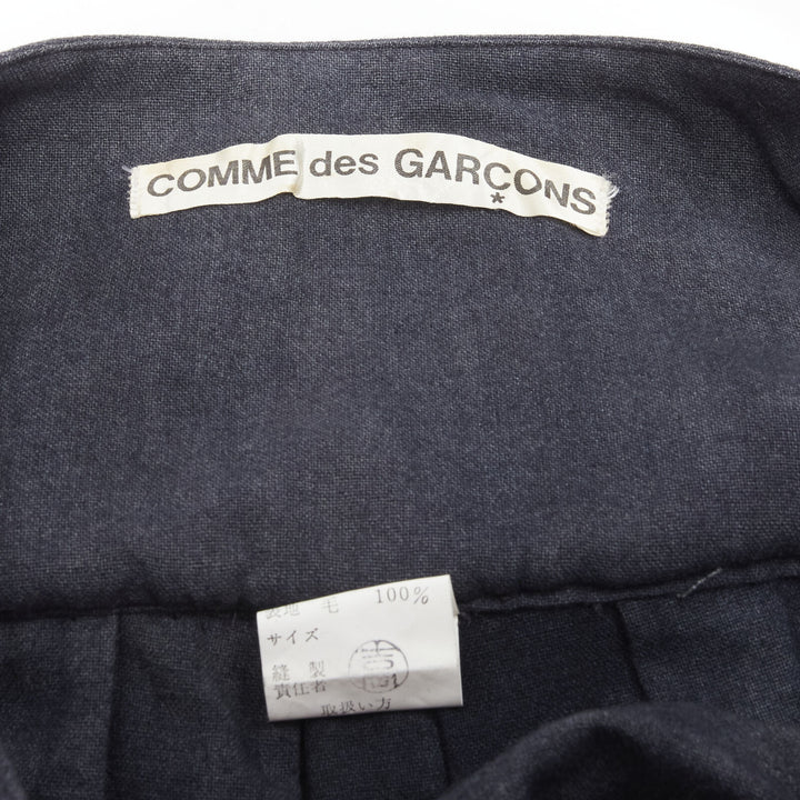 COMME DES GARCONS 1980's Vintage grey wool corset lace tiered flared skirt S