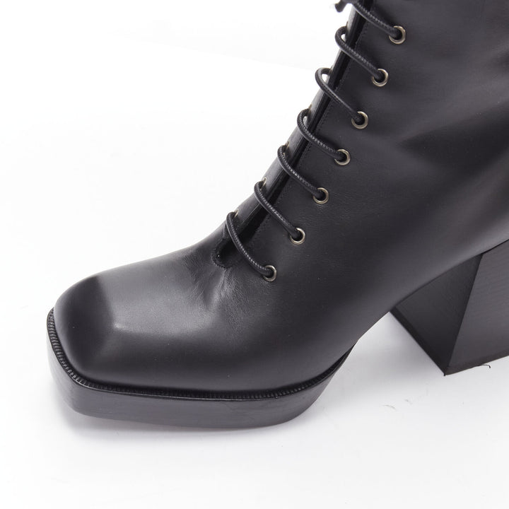 NODALETO black lace up square toe block heeled platform boots EU39 US9