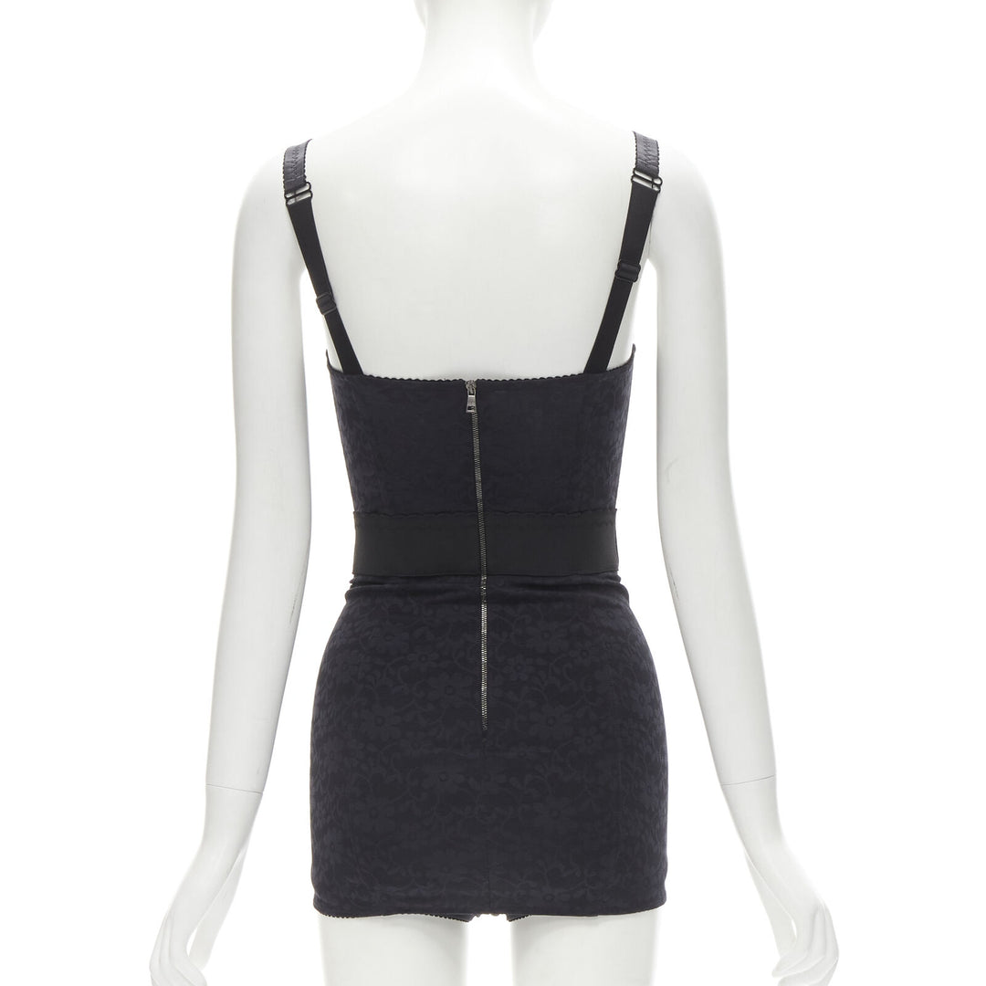 DOLCE GABBANA 2015 Iconic black lace corset bustier mini dress IT36 XS