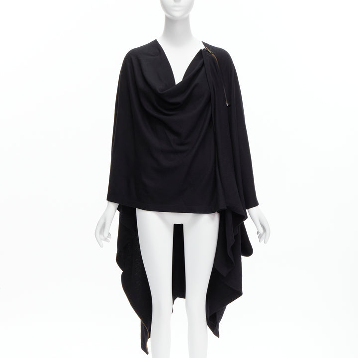 ISSEY MIYAKE 1980s Vintage black wool side zip draped cowl neck coat JP9