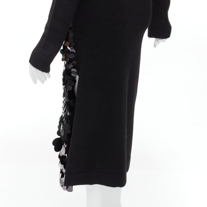 ALTUZARRA black merino wool knit gradient pailette cocktail dress XS