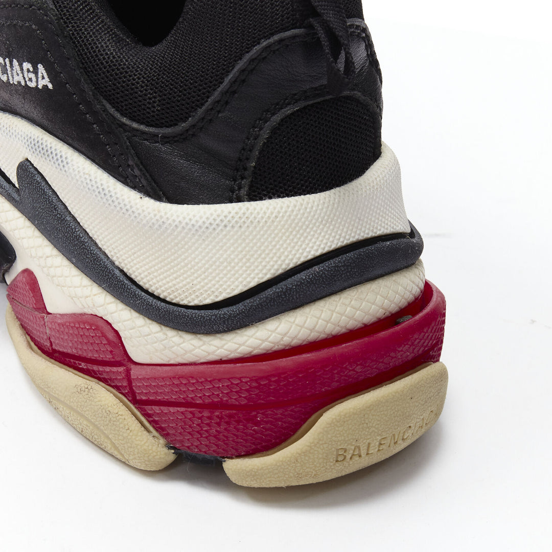 BALENCIAGA Triple S black mesh white red triple sole chunky sneaker EU37