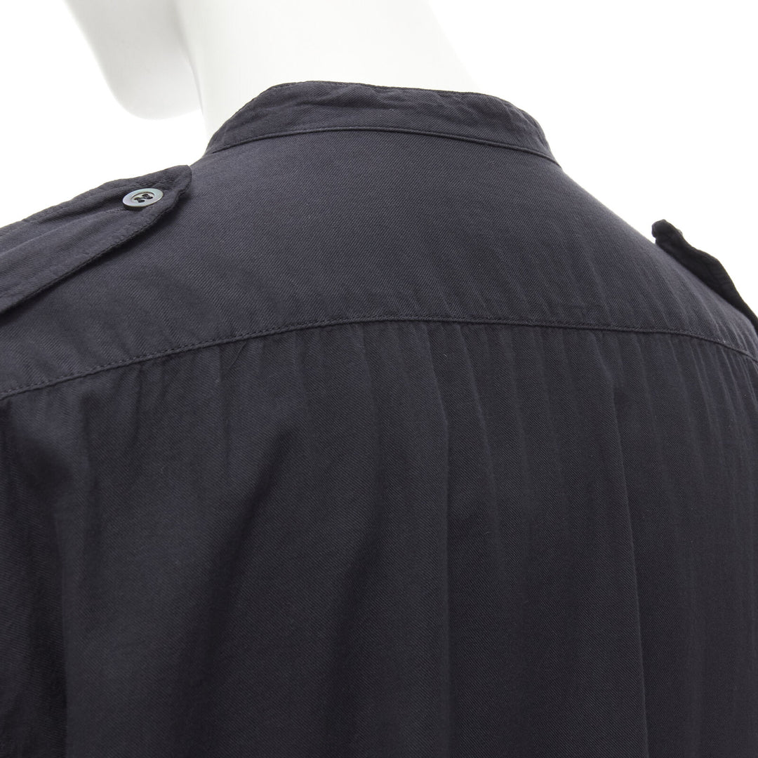 DRIES VAN NOTEN black washed cotton cargo pocket button front shirt FR36 XS
