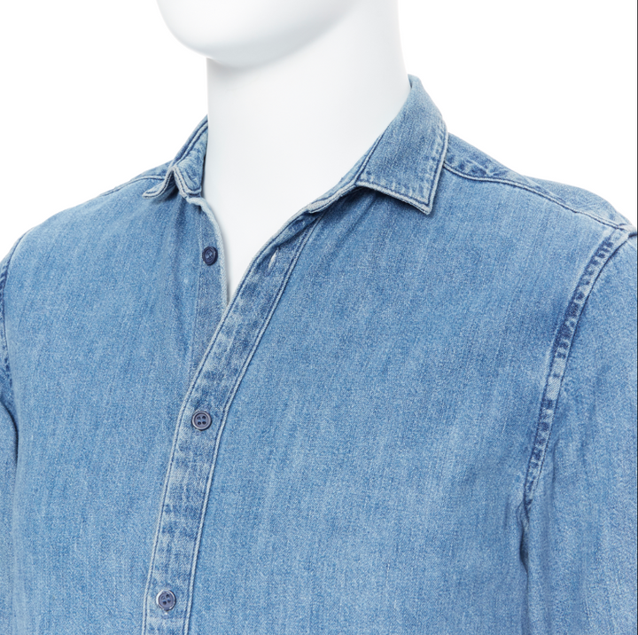 COS washed blue denim cotton long sleeve shirt XS