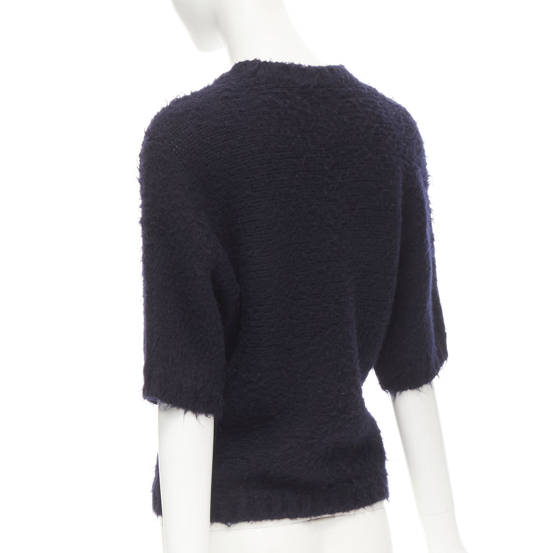 COMME DES GARCONS 1980s Vintage black boiled wool fluffy sweater M