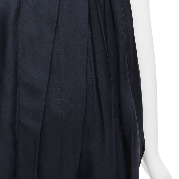 MARNI navy blue 100% silk ruffle neckline short sleeve silk dress IT38 XS