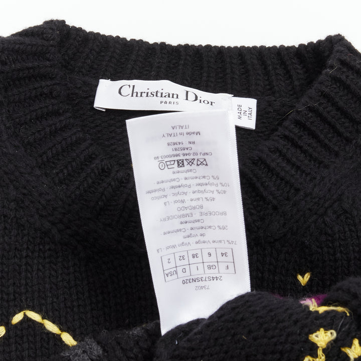 CHRISTIAN DIOR 2022 Pixel Zodiac Scorpio wool cashmere cropped sweater FR34 XS