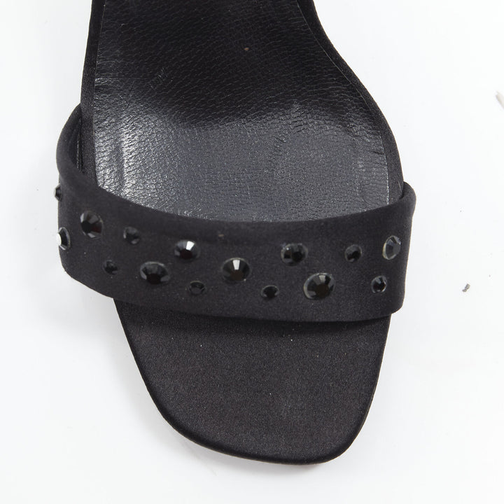 vintage GIANNI VERSACE black satin crystal cone heel sandal EU36.5