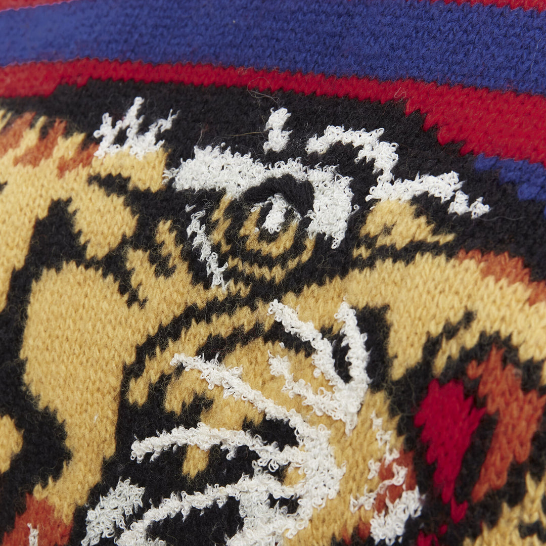 GUCCI 100% wool blue red striped Tiger embroidery long sleeve sweater S