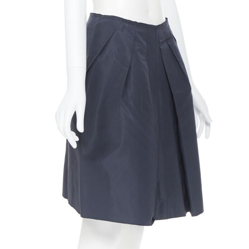 PRADA black cotton pleated front A-lone skirt IT38 27"