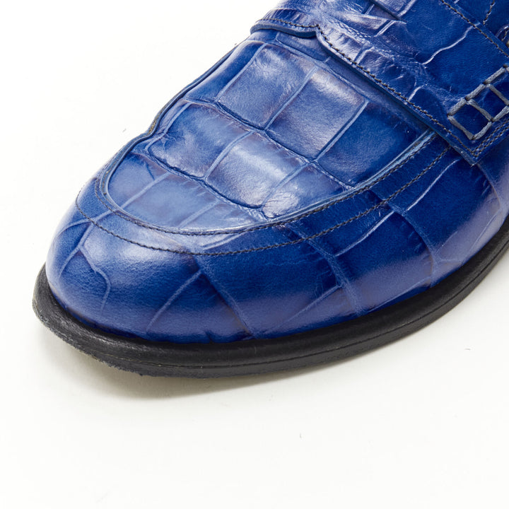 LOEWE JW ANDERSON cobalt blue brown leather step back loafer EU36