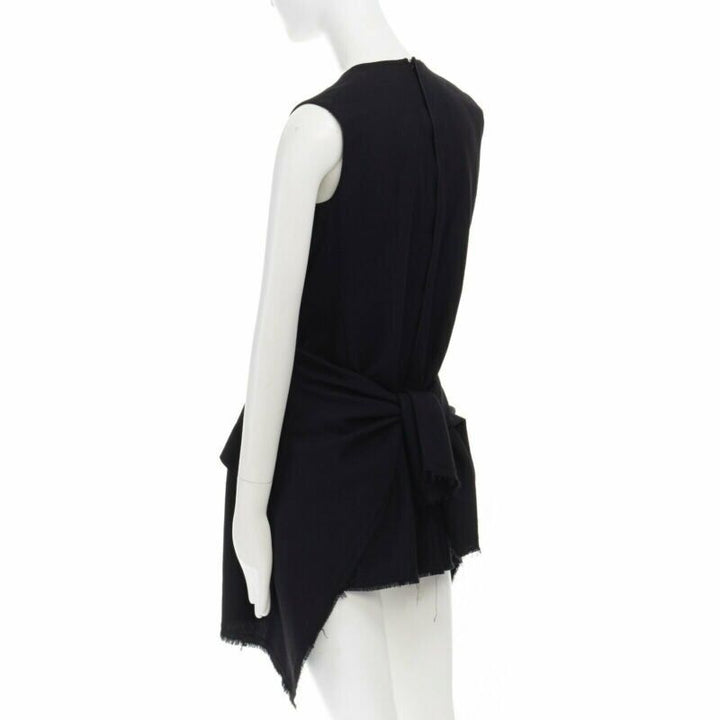 COMME DES GARCONS Vintage AW94 black wool raw edge slit sides tie back dress M