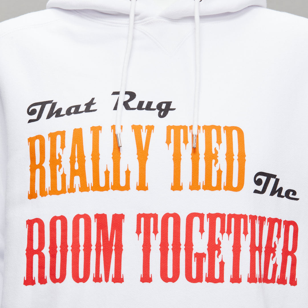 SACAI 2020 Big Lebowski Really Tied Room Together slogan white hoodie Sz.2 M